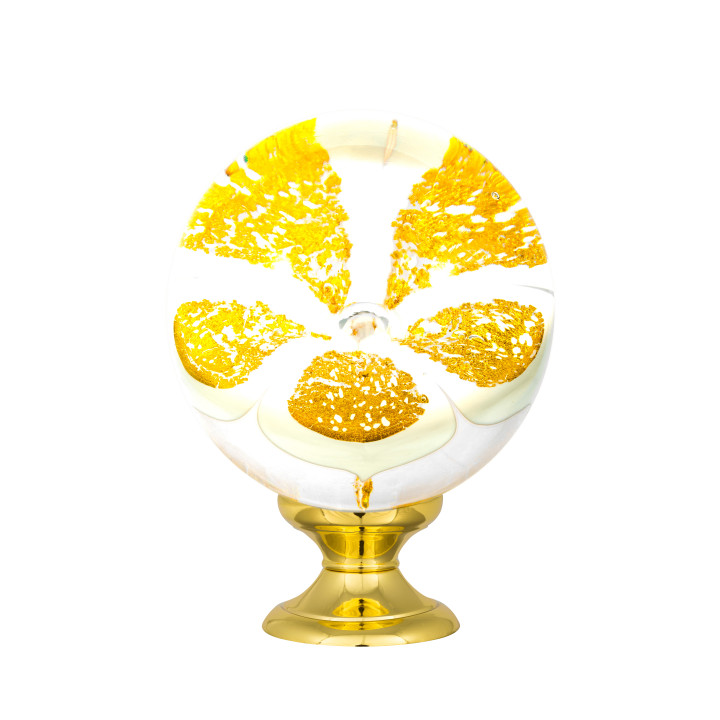 Boule d'escalier collection Orchidée - Blanc + Or