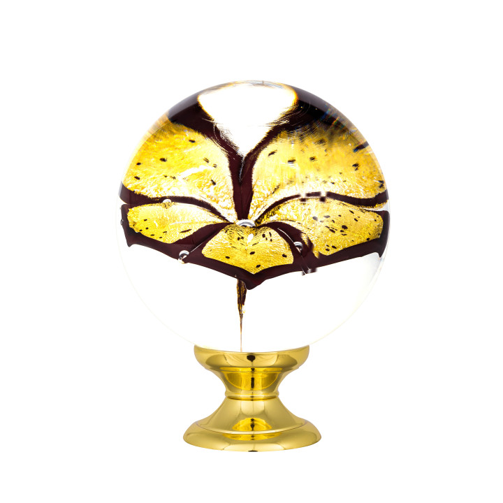 Boule d'escalier collection Orchidée - Or et Rubis